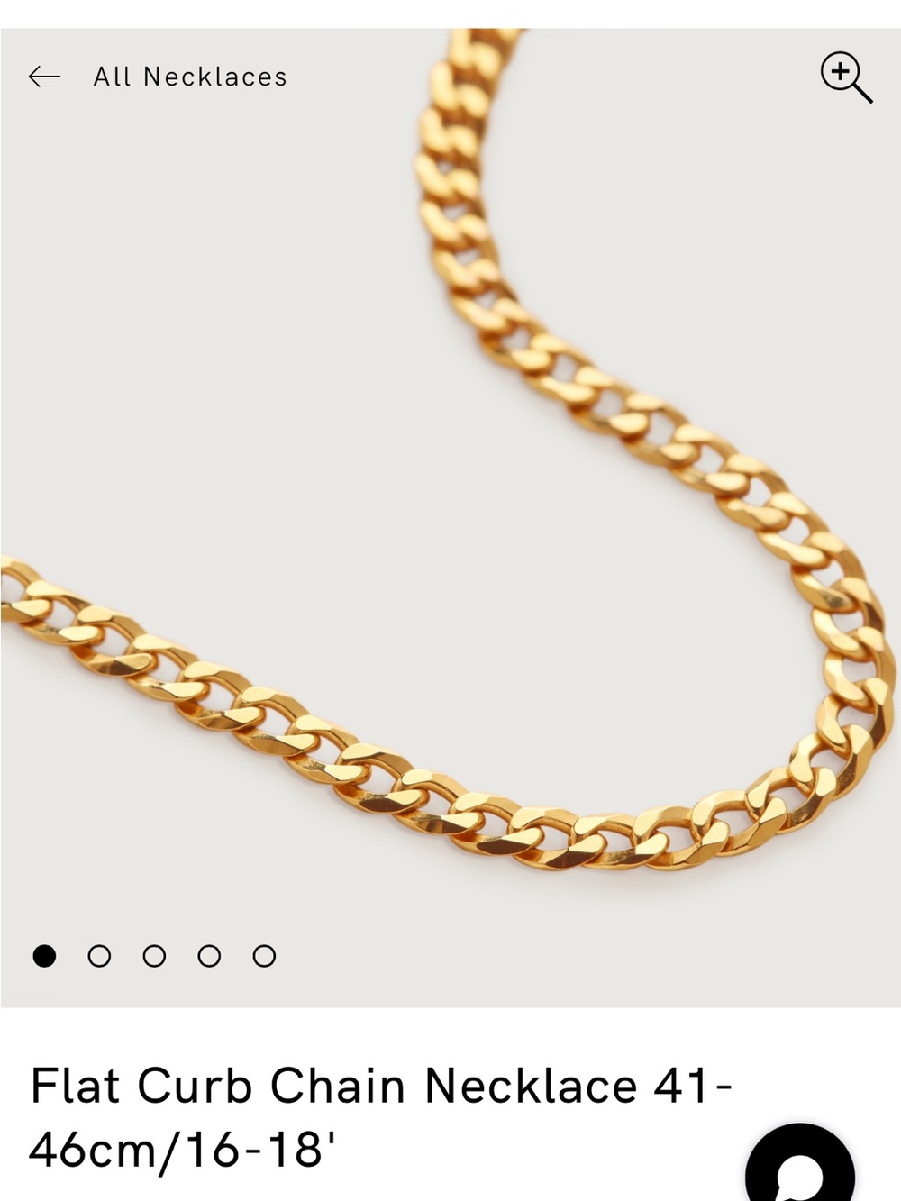 Monica Vinader Gold Flat Curb Chain Necklace